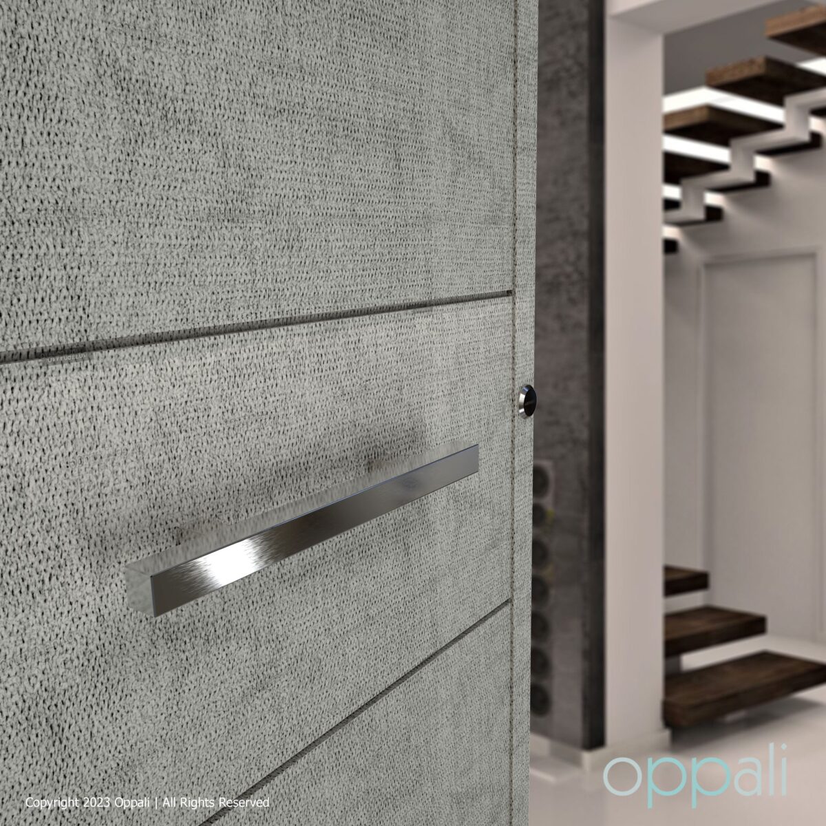 Oppali Brushed Stainless steel Square Rectangle Entrance door Pull handle Art.520 | Rectangle T-Bar - Image 1