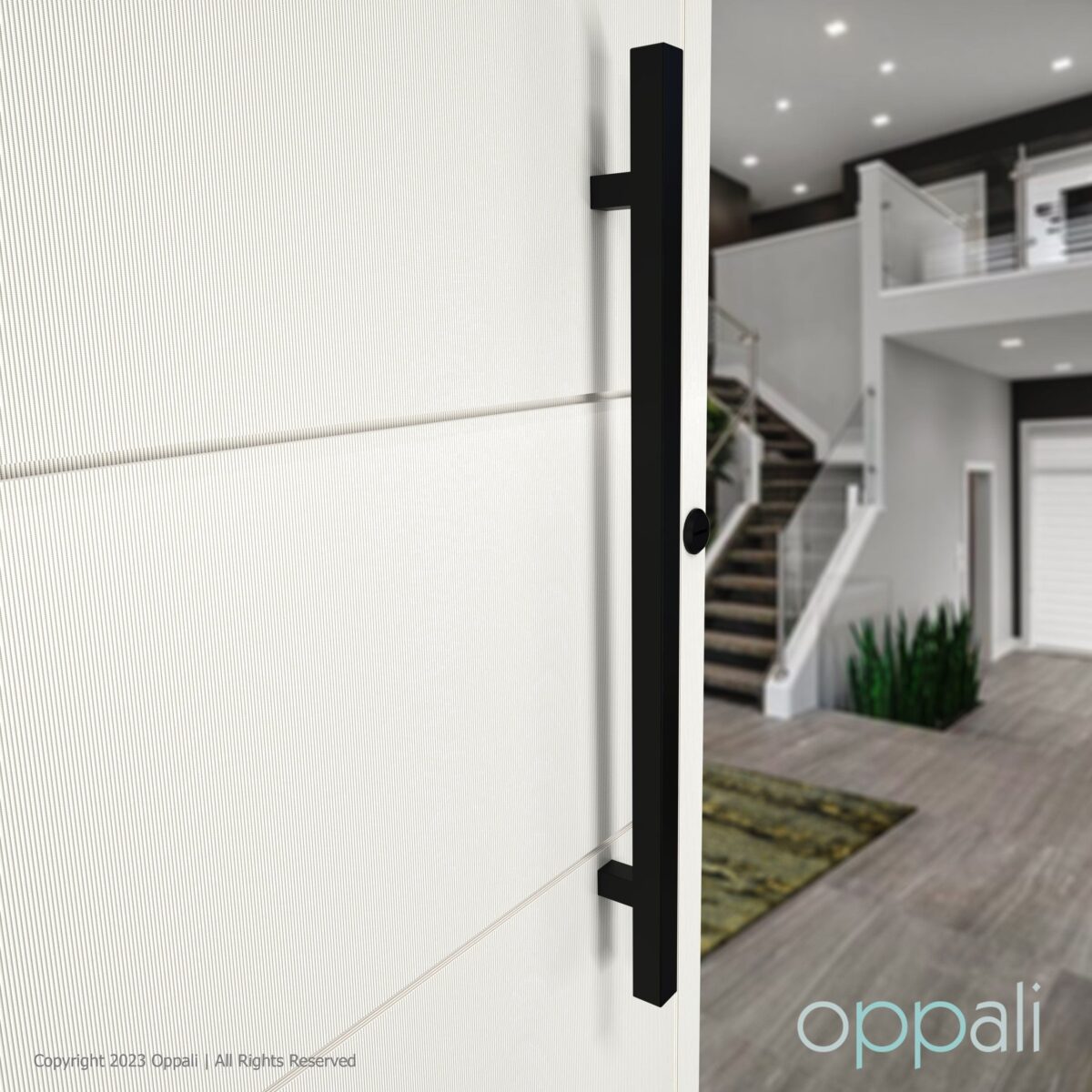 Door-pull-handles-SS-52008-doorpromo-02-10-Oppali_WM Oppali Schwarz Rostfreier Stahl Quadrat Rechteck Haustür-Beschlag Stoßgriffe Ziehgriff Art.520 | Rechteck T-Bar – Bild 3
