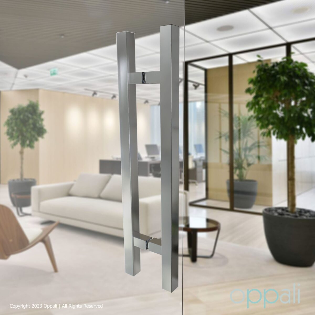 Oppali Brossé Acier Inoxydable Matériau de haute qualité Carré Rectangle Poignée de porte d'entrée Art.520 | Carré T-Bar – Image 2