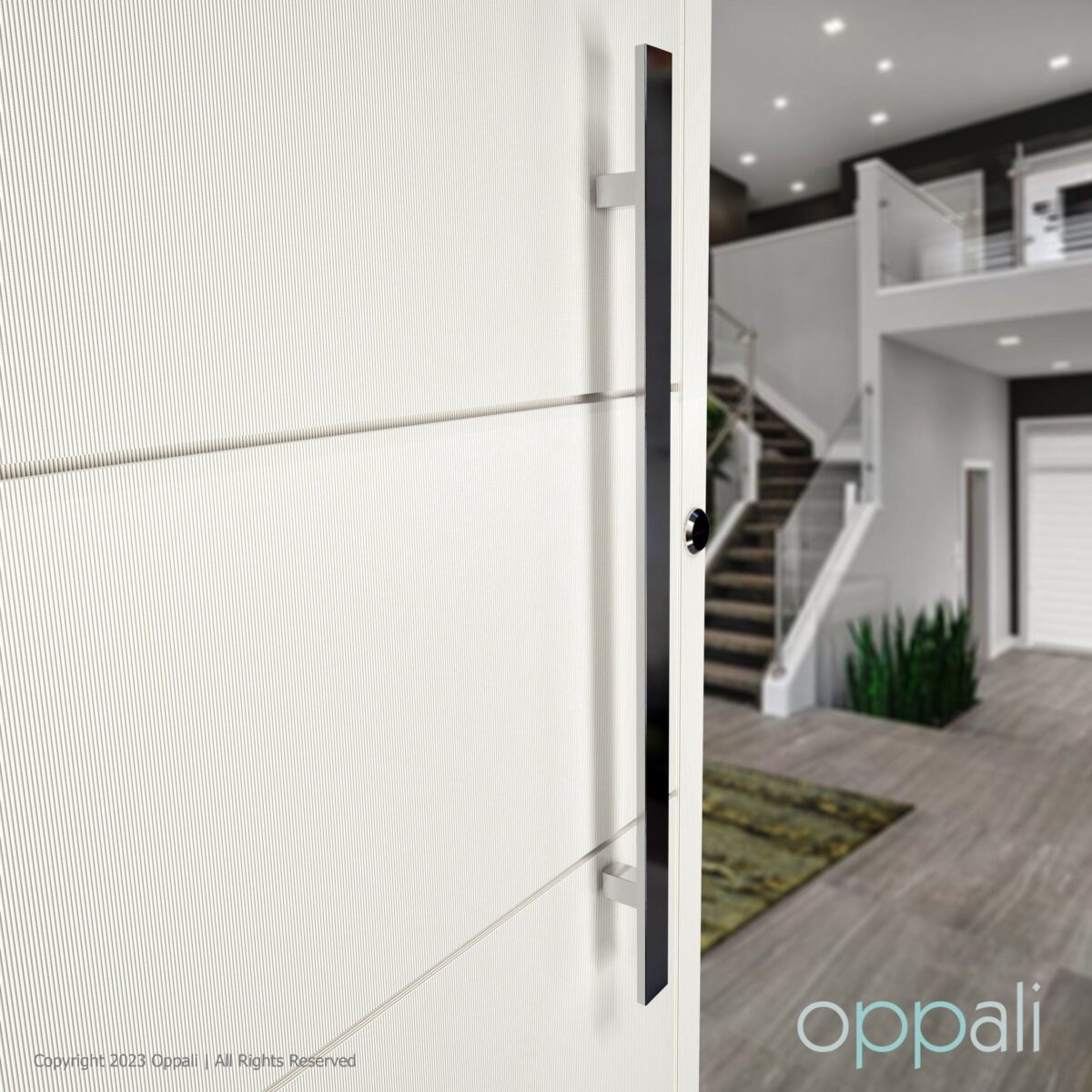 Oppali Brushed Stainless steel Square Rectangle Entrance door Pull handle Art.540 | Rectangle T-Bar - Image 3