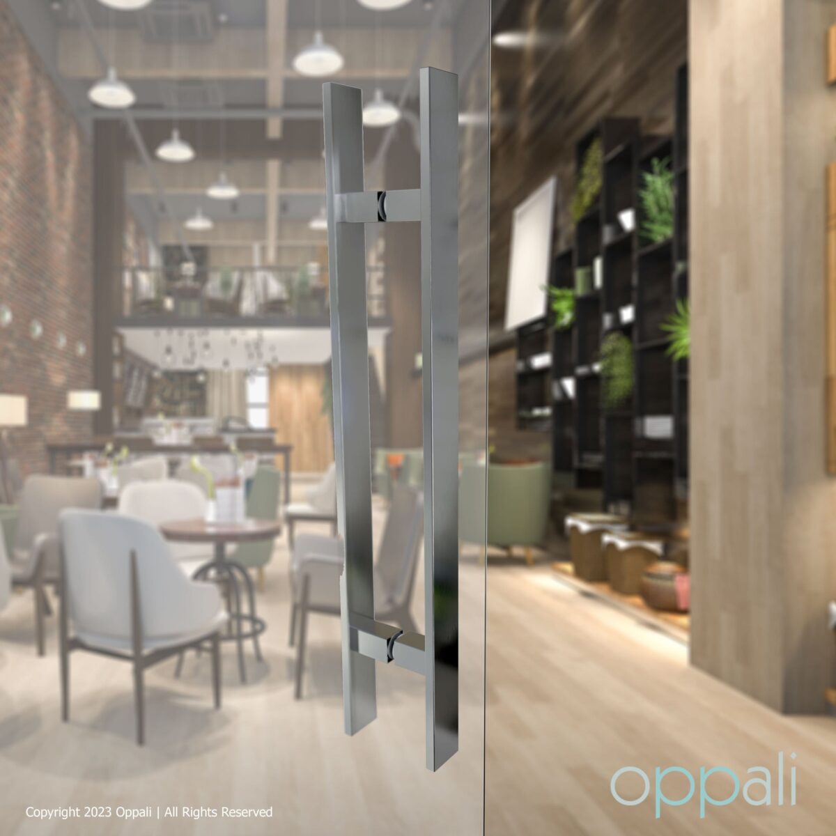 Oppali Brushed Stainless steel Square Rectangle Entrance door Pull handle Art.540 | Rectangle T-Bar - Image 2