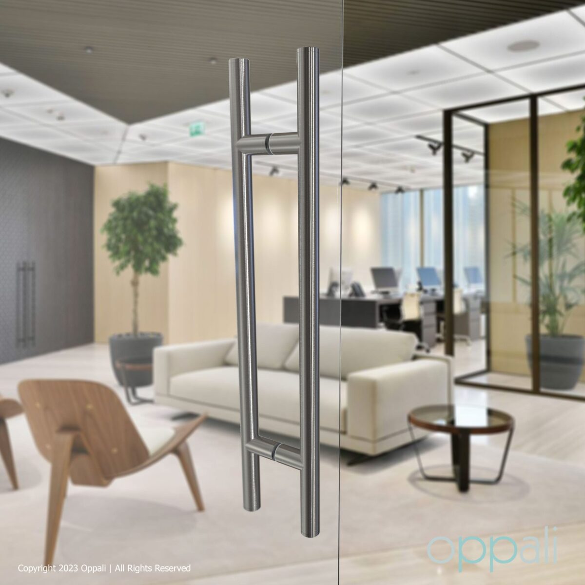 Oppali Gebürstet Rostfreier Stahl 304 Haustür-Beschlag Stoßgriffe Ziehgriff Art.550 | Stangen-Griff Durchmesser 25mm | Runden T-Bar – Bild 2