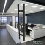 Oppali Schwarz Rostfreier Stahl 304 Haustür-Beschlag Stoßgriffe Ziehgriff | Stangen-Griff Durchmesser 25mm | Runden T-Bar – Bild 2