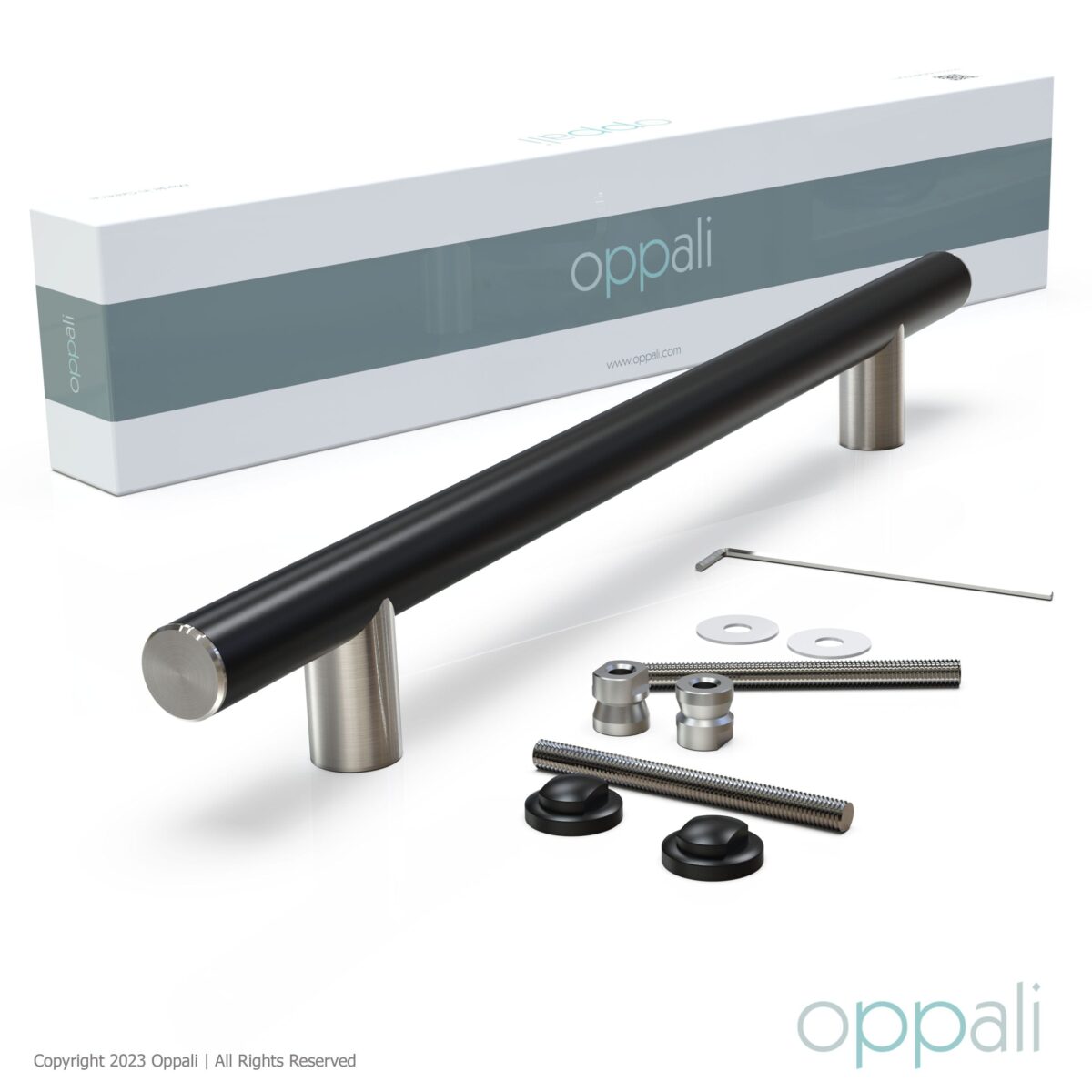 Door-pull-handles-SS-55008-package-69-Oppali_WM Oppali Black-Brushed Stainless steel 304 Entrance door Pull handle | Handle Diameter 25mm | Round T-Bar | - Image 4