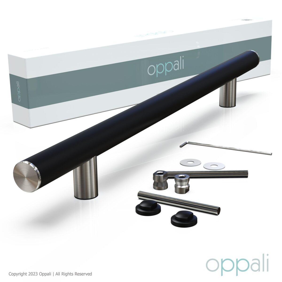 Door-pull-handles-SS-56008-package-69-Oppali_WM Oppali Black-Brushed Stainless steel 304 Entrance door Pull handle | Handle Diameter 30mm | Round T-Bar | - Image 4