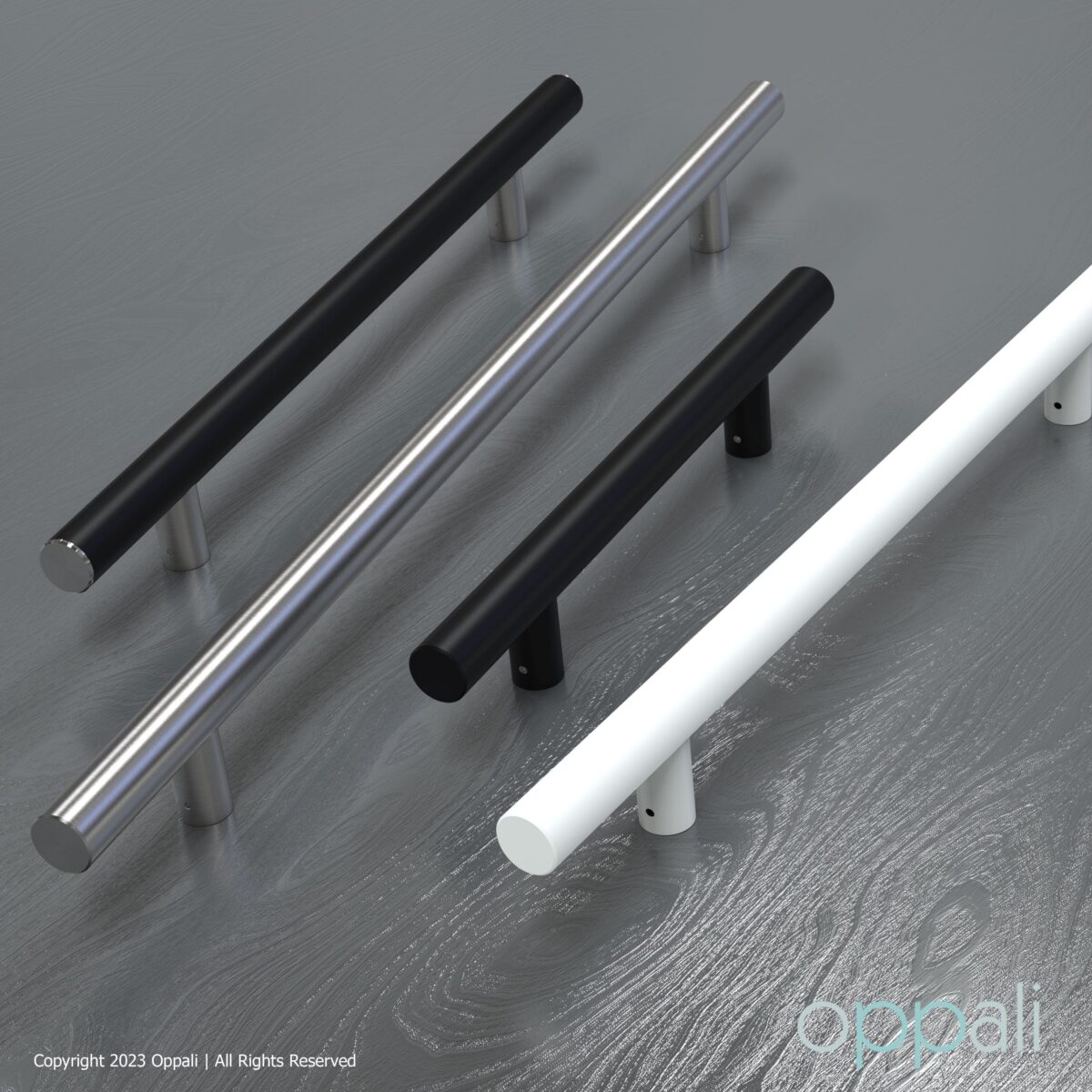 Door-pull-handles-SS-56008-promo-01-Oppali_WM Oppali Black-Brushed Stainless steel 304 Entrance door Pull handle | Handle Diameter 30mm | Round T-Bar | - Image 5