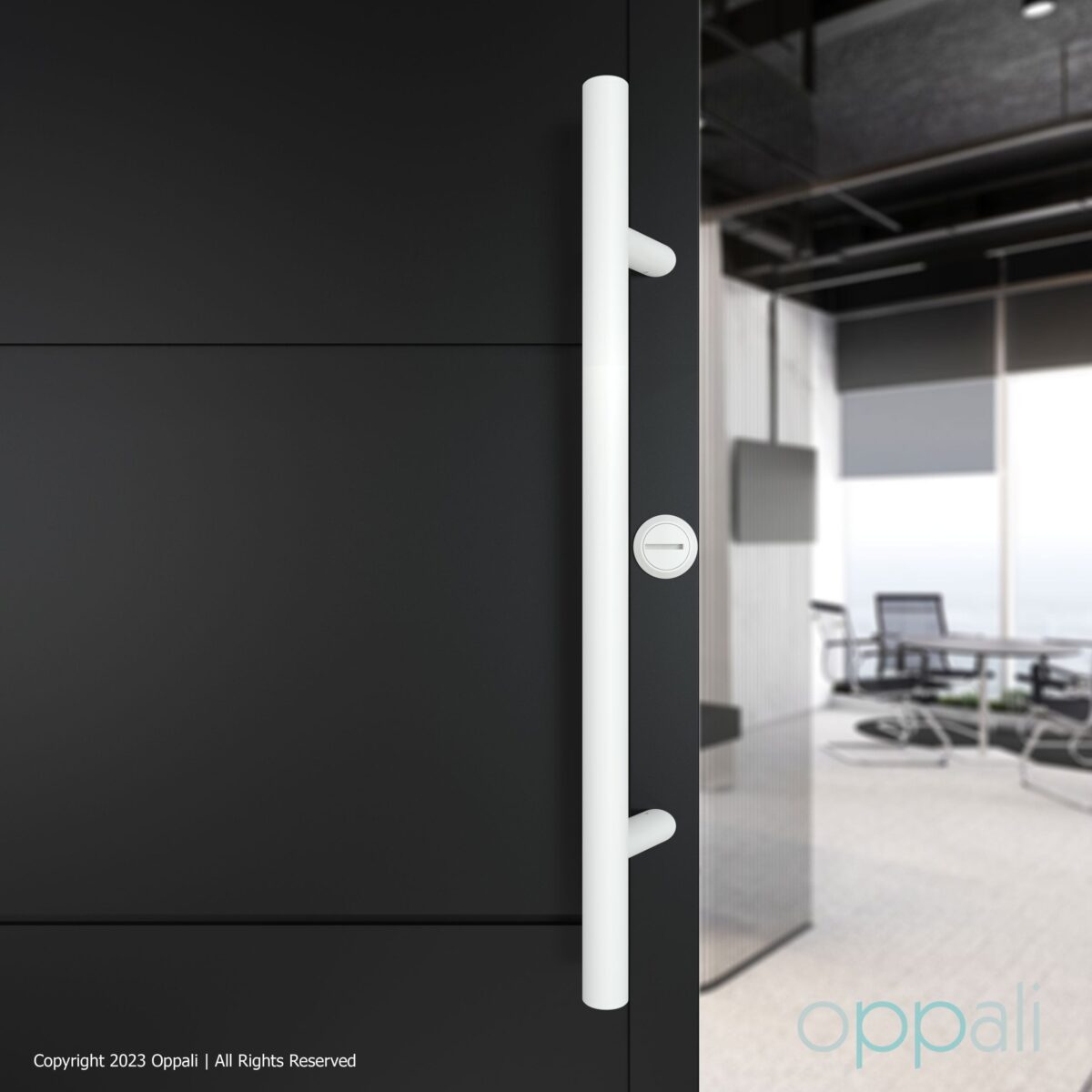 Oppali Weiße Matte Rostfreier Stahl 304 Haustür-Beschlag Stoßgriffe Ziehgriff | Im Winkel von 45° geneigt | Runden T-Bar – Bild 3