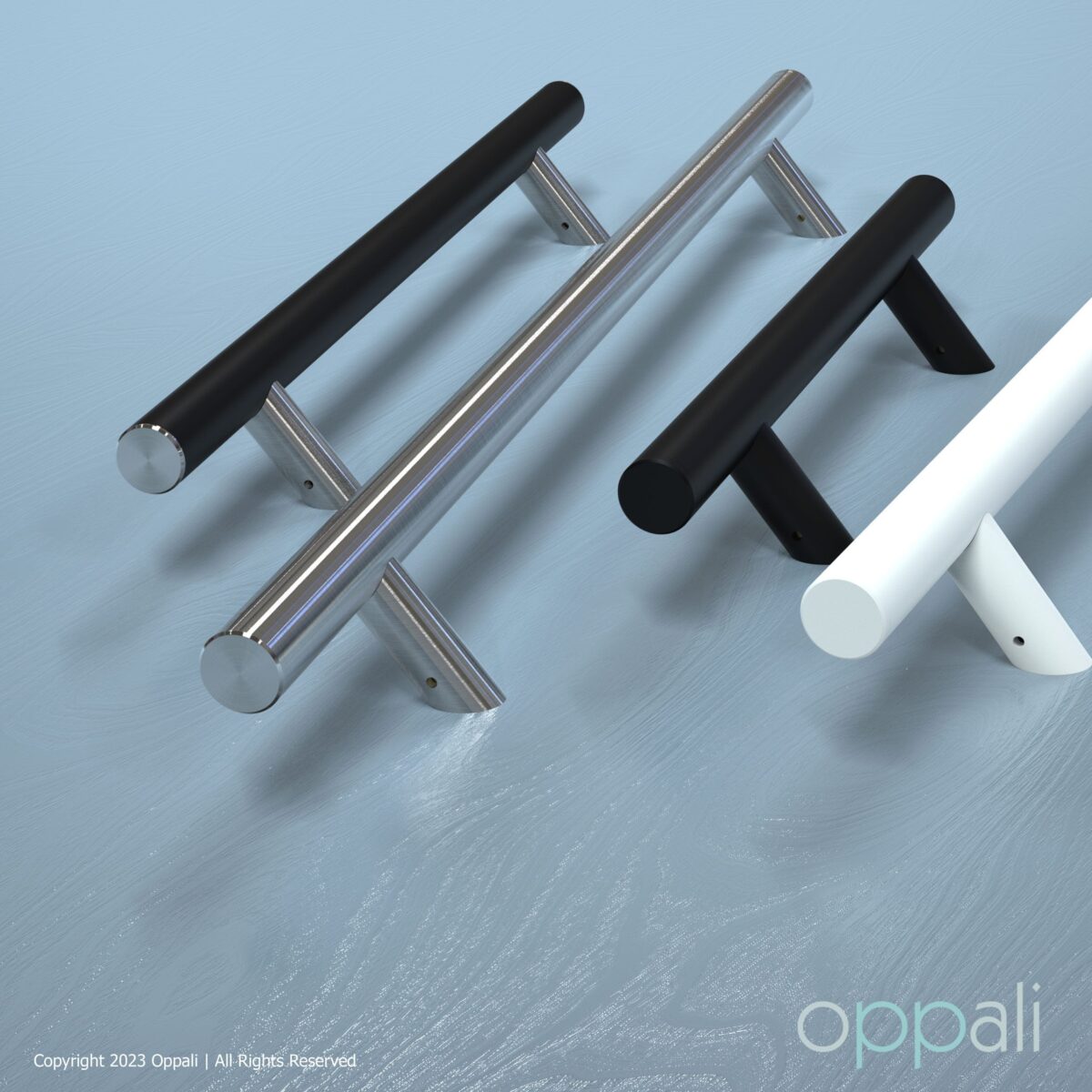 Door-pull-handles-SS-57008-promo-02-Oppali_WM Oppali Black Stainless steel 304 Entrance door Pull handle | Inclined at an angle of 45° | Round T-Bar | - Image 6