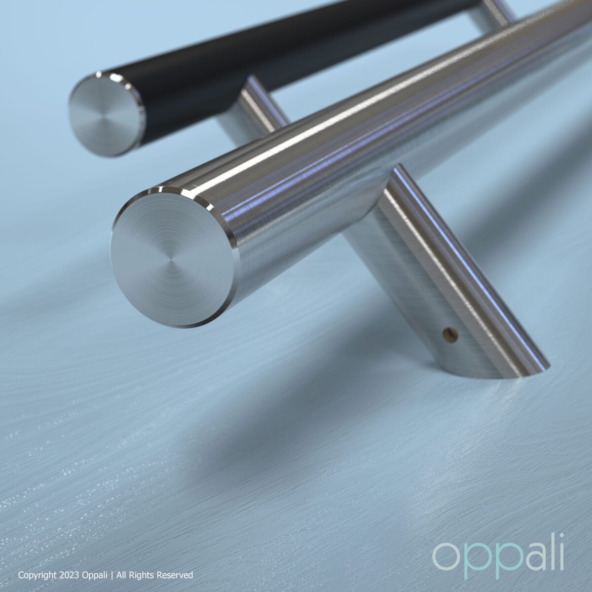 Door-pull-handles-SS-57008-promo-03-Oppali_WM Oppali Black Stainless steel 304 Entrance door Pull handle | Inclined at an angle of 45° | Round T-Bar | - Image 7