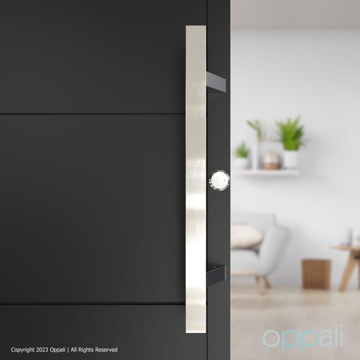 Oppali Gebürstet Rostfreier Stahl 304 Haustür-Beschlag Stoßgriffe Ziehgriff | Im Winkel von 45° geneigt | Rechteck T-Bar – Bild 3