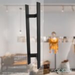 Oppali Schwarz Rostfreier Stahl 304 Haustür-Beschlag Stoßgriffe Ziehgriff | Im Winkel von 45° geneigt | Rechteck T-Bar – Bild 2