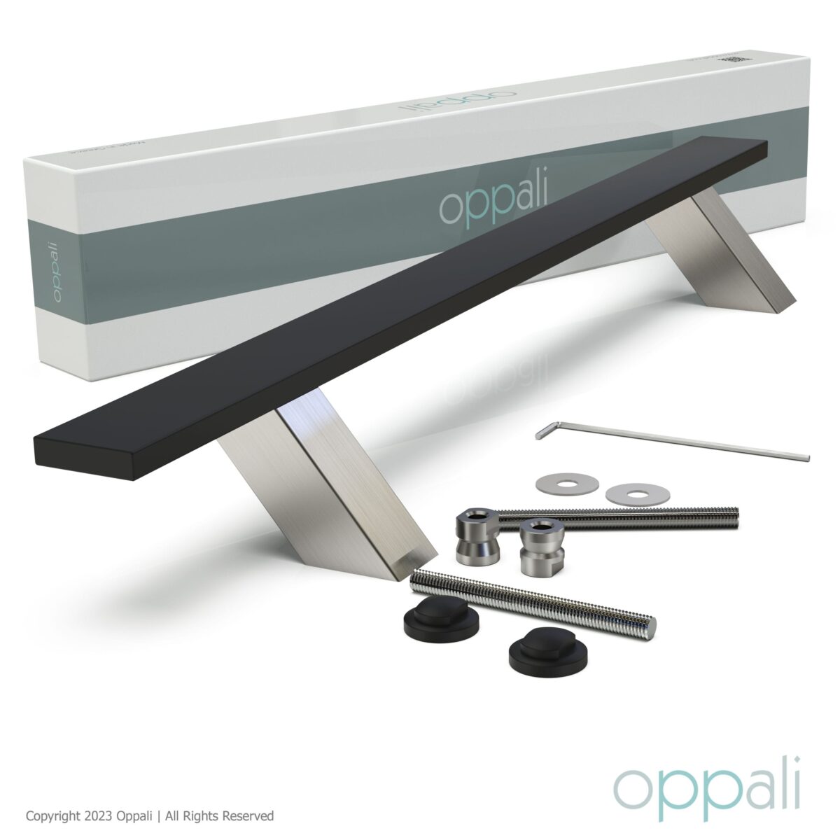 Oppali Black-Brushed Stainless steel 304 Entrance door Pull handle | Inclined at an angle of 45° | Rectangle T-Bar | - Image 4