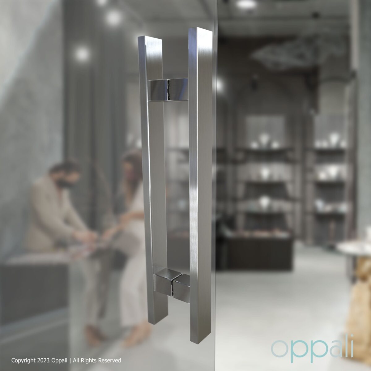 Oppali Brushed Stainless steel Rectangle Entrance door Pull handle Art.545 | Rectangle T-Bar - Image 1