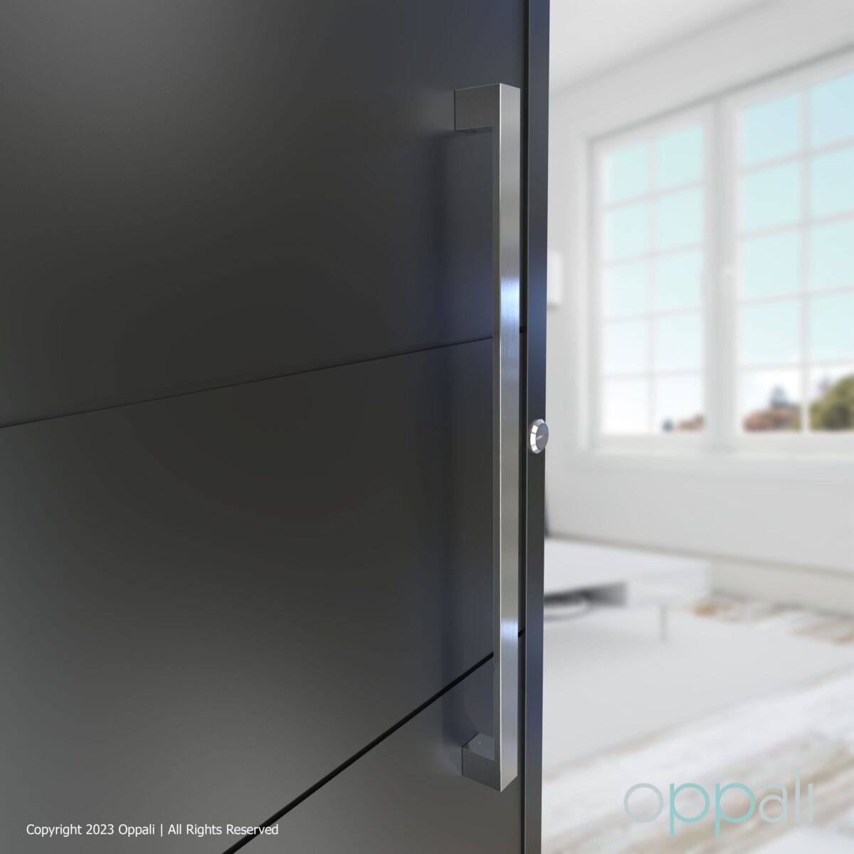 Oppali Spazzolato Acciaio Inossidabile Materiale di alta qualità Rettangolo Maniglia per Porta Entrata Art.590 | Rettangolo T-Bar - immagine 2