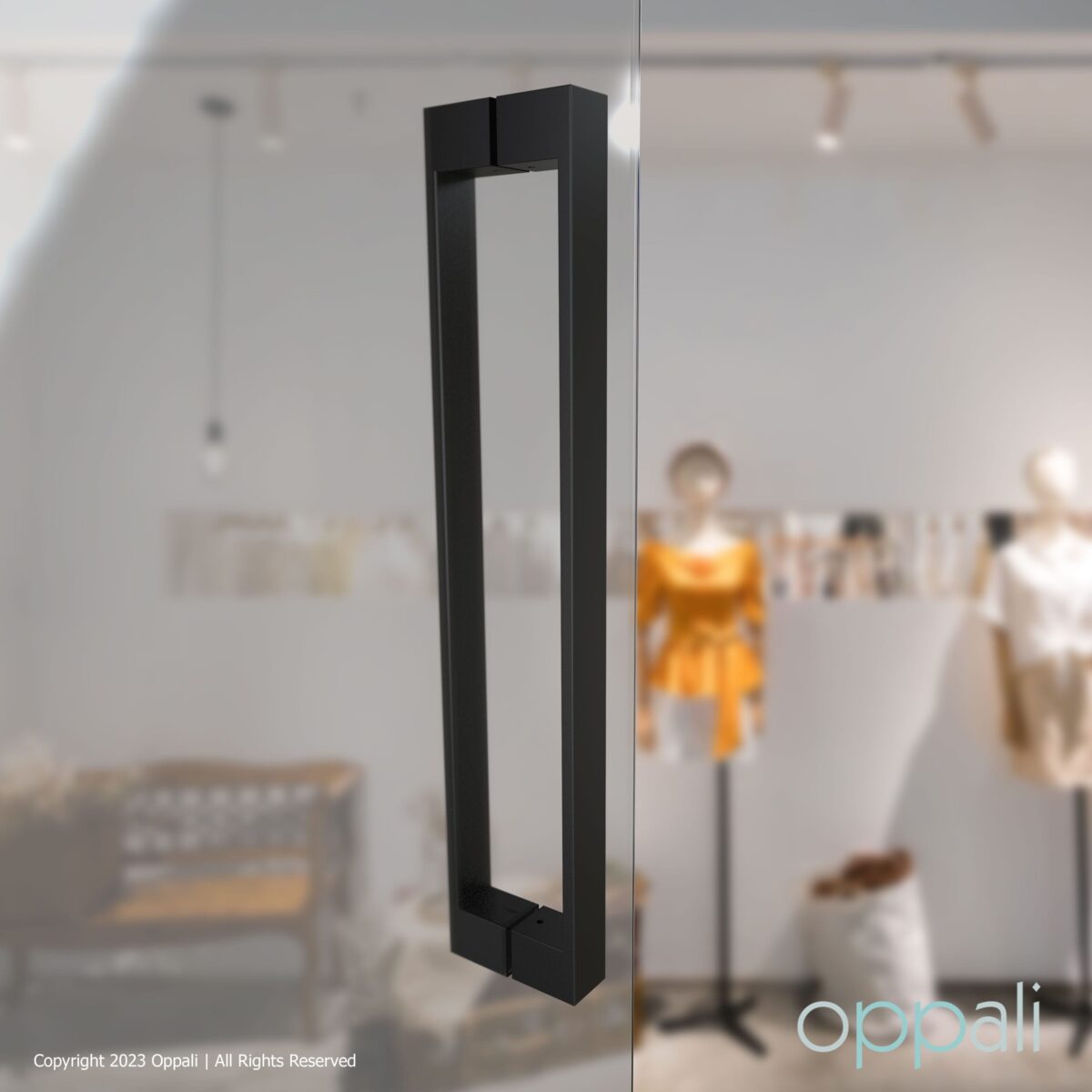 Oppali Black Stainless steel Rectangle Entrance door Pull handle Art.590 | Rectangle T-Bar | - Image 1